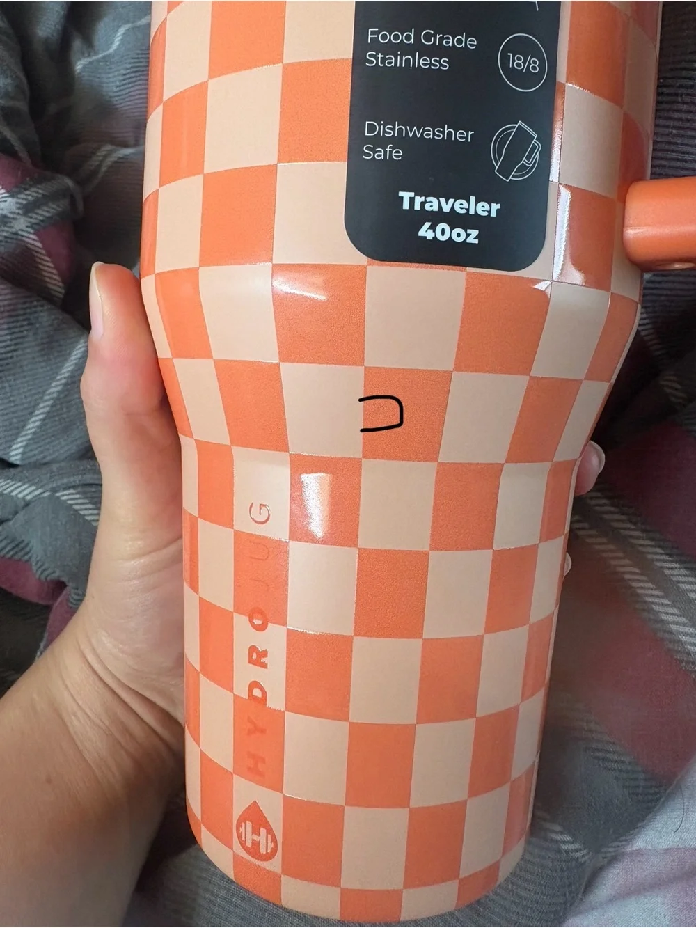 NWT HydroJug 40oz Traveler Orange Checkers